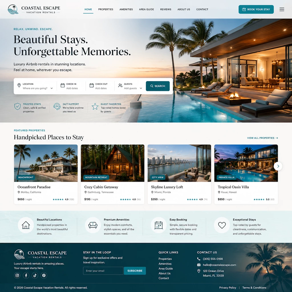 Vacation rental website design concept by Web Mermaids