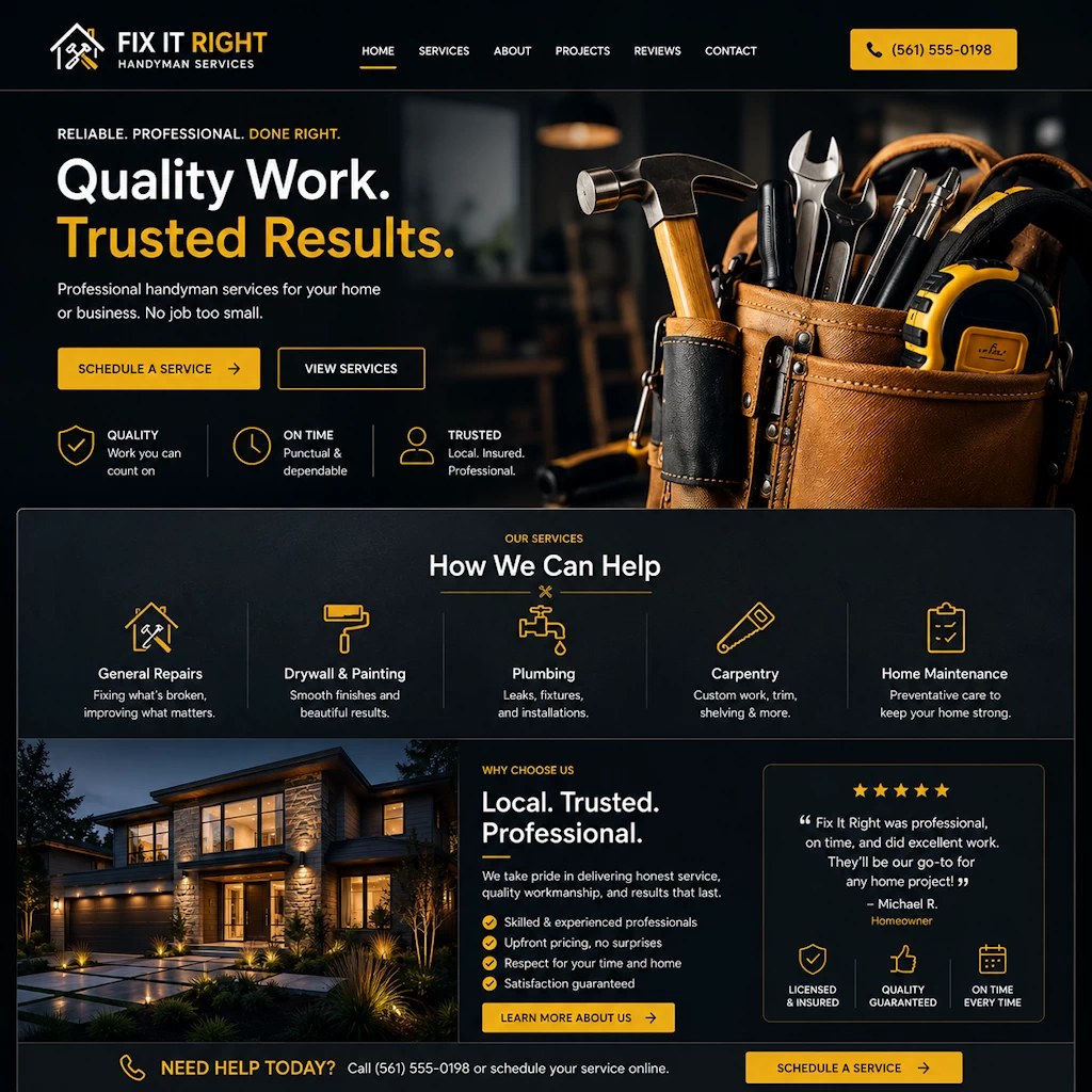 Professional handyman website design