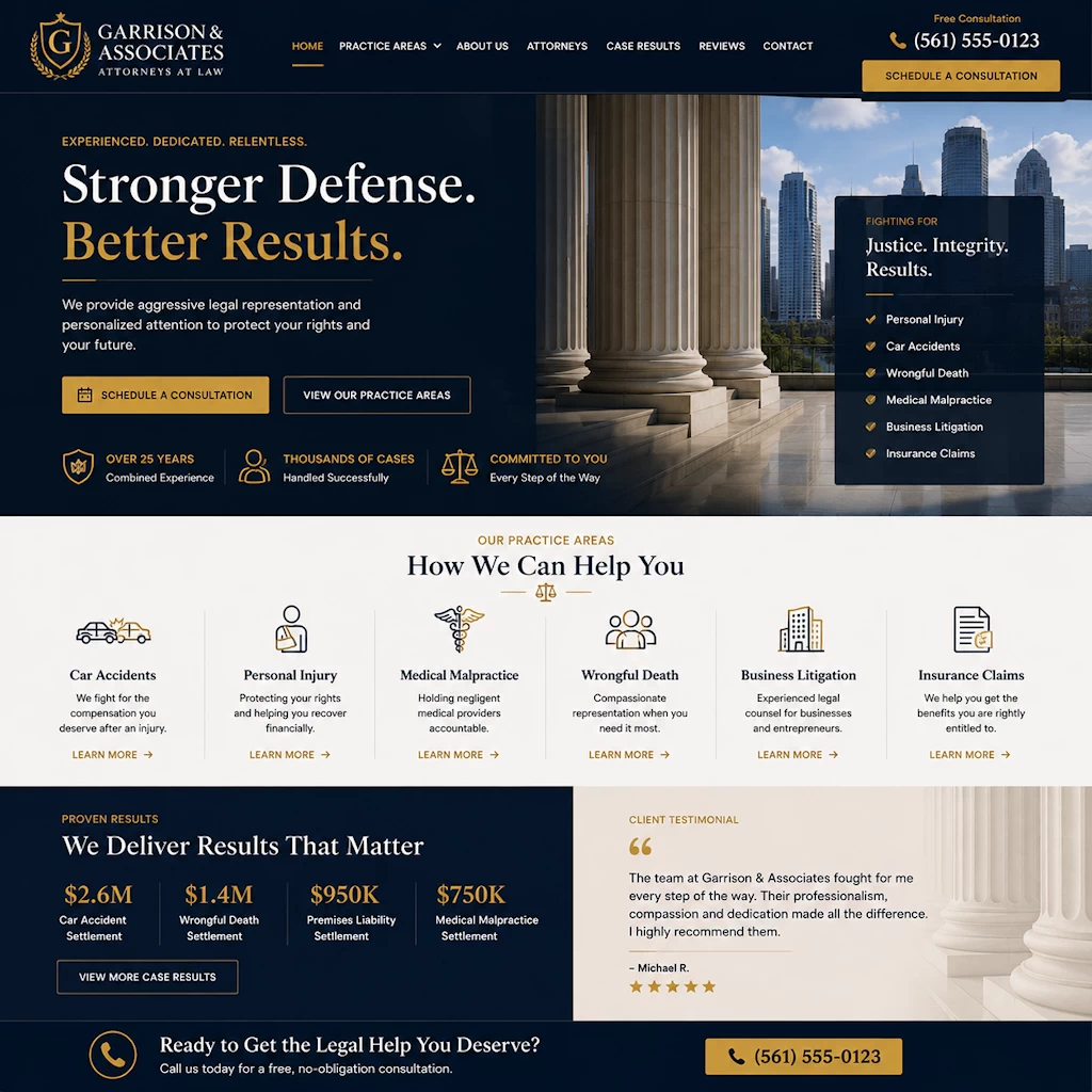 Professional law firm web design by Web Mermaids