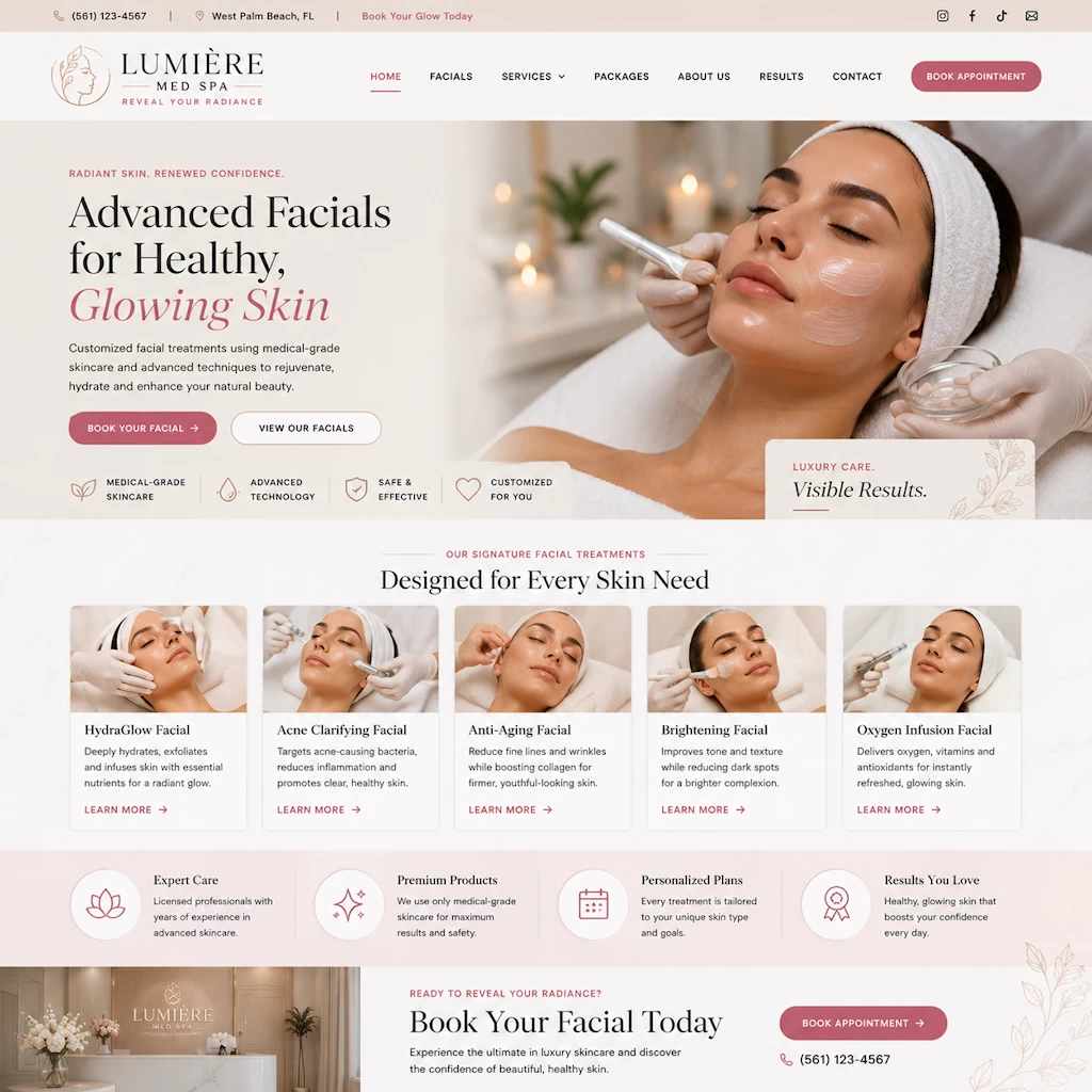 Luxury med spa web design by Web Mermaids