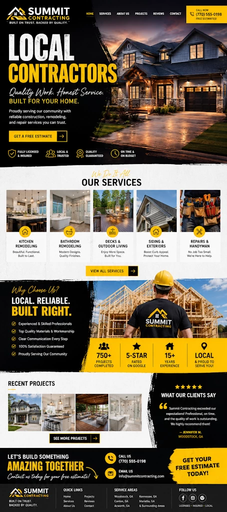 Florida local contractor website design sample by Web Mermaids