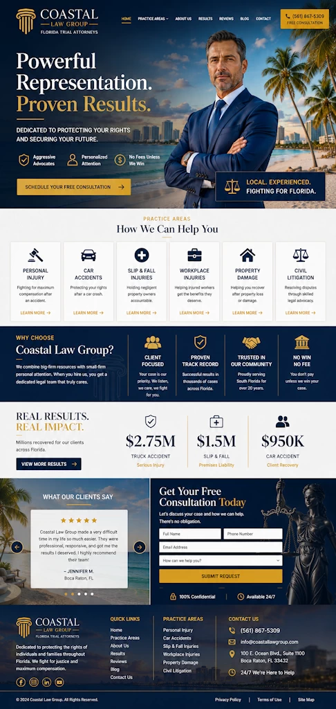 Florida law firm website design concept by Web Mermaids