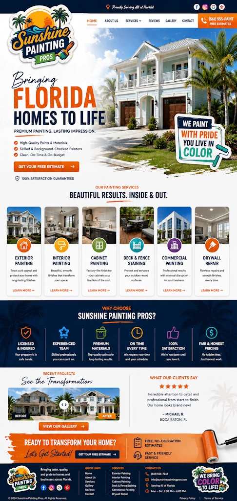 Florida painting company website design sample
