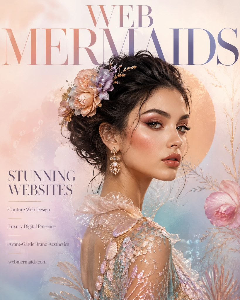 Soft pastel Web Mermaids couture website design concept